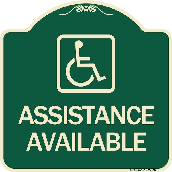 Signmission Assistance Available with HandicapHeavy-Gauge Aluminum Architectural Sign, 18" x 18", G-1818-24332 A-DES-G-1818-24332 - main